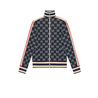 Gucci Classic GG Cotton Jacquard Zipper Jacket 'Blue'