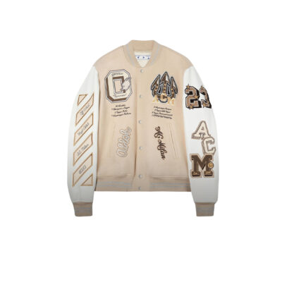 Stylish Elegance Fashion AC Milan Blouson universitaire blanc cassé | Football Club AC Milan Jacket