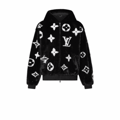 Monogram Mink Fur Zipped Hoodie