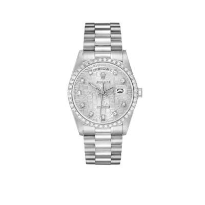 Rolex President Day-Date 36mm White Gold Diamond Mens Watch 18349